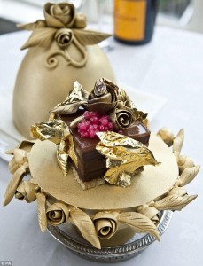 Christmas pudding made with caviar, gold leaf and diamond 